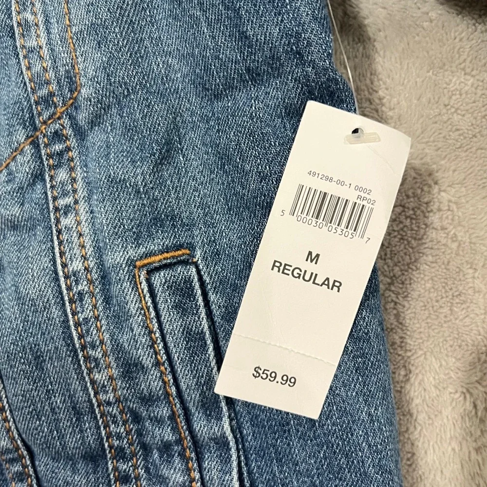 New Gap Denim Jacket Kids Size M Regular Blue Sherpa Lined Trucker Classic